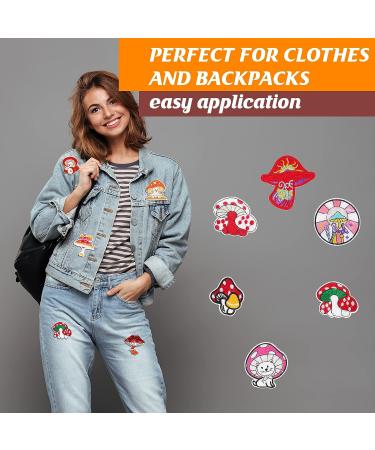 Mushroom Patch Iron-Ons - 48 Pcs Mini Nature Stickers for Clothes, Hats, Shoes - DIY Embroidery Applique Sewing Patch (Mushroom Style) - Buy Online on GoSupps.com
