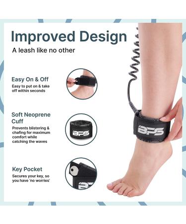 BPS New Zealand 'Storm' Premium Surf SUP Leash 10ft Coiled - Choose Color and Bundle - Koru Black SUP Leash with Waterproof Waist Bag - Buy Online on GoSupps.com
