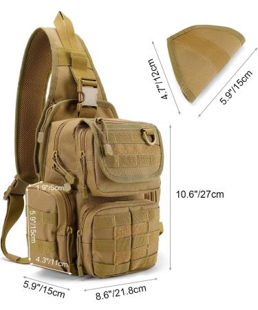 G4Free Tactical Breast Pocket Military Shoulder Bag | Molle Army Crossbody Sling Pack for Travel Hiking & Camping - Tan - Buy Online on GoSupps.com