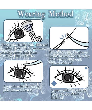 Fluffy Lash Clusters 10-24mm - Extra Long Thick 200D Eyelash Extensions | 200pcs Volume D Curl Wispy Lashes | DIY for Beginners | FOINEMYED - Buy Online on GoSupps.com