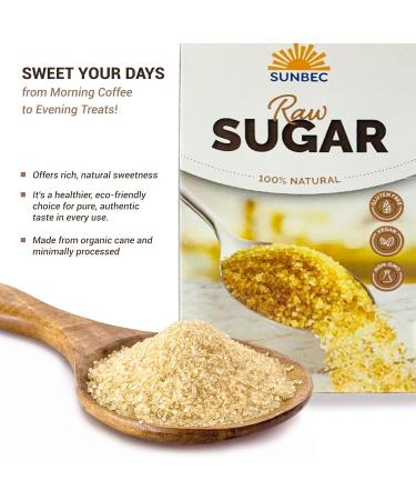 Sunbec Raw Sugar 100% Natural Brown Sugar- Kosher Certified - 500 g (Pack of 1) (Package May Vary) - Buy Online on GoSupps.com