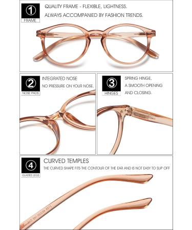 Vevesmundo Vintage Blue Light Filter Reading Glasses | Anti-Blue Light Visual Aid for Men & Women | Transparent Light Brown 2.0x - Buy Online on GoSupps.com