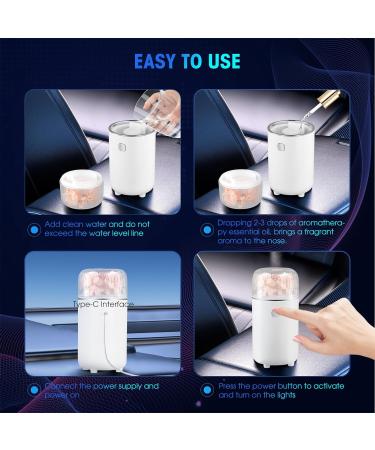 Weigudoc Auto Aroma Diffuser for Essential Oils - 100ml Aromatherapy Diffuser with 7 Color Light | USB Charging for Car Office Home & Yoga (White) - Buy Online on GoSupps.com