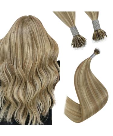 Youngsee nanoring extensions real hair light brown nanoring hair extensions real hair 55cm nanoring extensions 1g/s nano ring hair extensions light brown highlight platinum blonde nano extensions 50g #p8a/60 55 cm-nano 2-2- #p8a/60