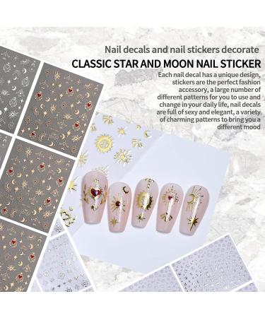 PLATEYTR 18 Sheets Aurora Nail Art Stickers Decals Self Adhesive Holographic Star Heart Nail Supplies Nail Designs Decorative Accessories Nail Stickers and Decals Gel Nail Stickers - Buy Online on GoSupps.com