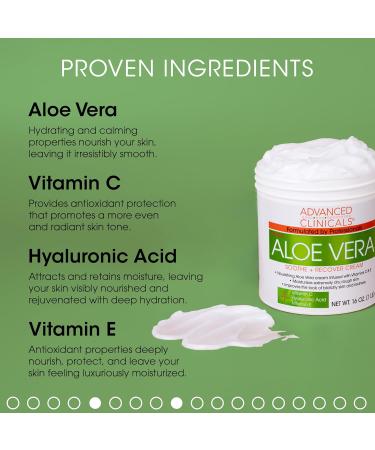 Advanced Clinicals Aloe Vera Lotion - Sun Burn Recovery Cream | Vitamin C & Hyaluronic Acid Moisturizer | 16 oz Skin Repair Body Cream for Sun Damaged Skin - Buy Online on GoSupps.com