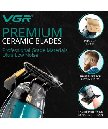 VGR Beard Trimmer for Men - Travel Lock, IPX7 Waterproof, USB Rechargeable, Precision Ceramic Blades - Electric Cordless Hair Clippers for Facial Stubble & Bald Head Haircut - Buy Online on GoSupps.com