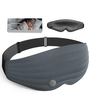 MOUNTRAX Heated Eye Mask  3D Total Blackout Design for Sleep  Smart IC for Safe Warm Eye Compress  Heating Pad for Dry Eyes  Improve Sleep Quality  Relieve Fatigue Puffiness Migraines (Grey)