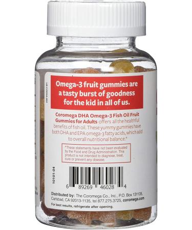 Coromega Omega-3 Fruit Gummies for Adults - Orange Lemon Strawberry, 60 Gummies - Buy Online on GoSupps.com