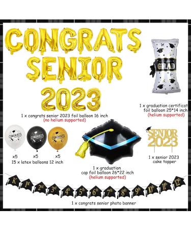 High School Graduation Decorations 2023 Senior School Graduate Party Decorations with Senior 2023 Cake Topper 1st - 12th Grade Photo Banner for Class of 2023 Graduation Decor - Buy Online on GoSupps.com