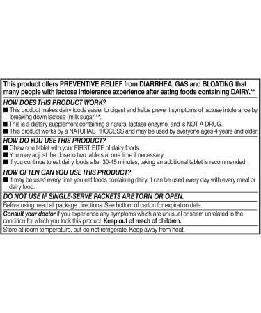 Dairy Pills for Lactose Intolerance - Equate Fast Acting Relief Vanilla Flavor 32 chewable Tablets Lactaid Chewables Lactase Enzyme (Pack of 1) Set with Basket Goods Store - Buy Online on GoSupps.com