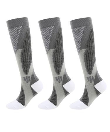 Hokuto 3 Pairs Minasamed Compression Stockings Women Minasa Compression Stockings For Pain-Free Legs & Feet (L-XL Gray)