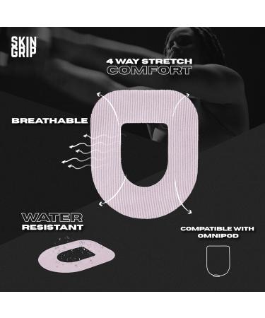 Skin Grip Adhesive Patches for Omnipod Insulin Pump - Waterproof & Sweatproof | Purple Pack 3-Day Wear Pre-Cut Medical Tape - Buy Online on GoSupps.com