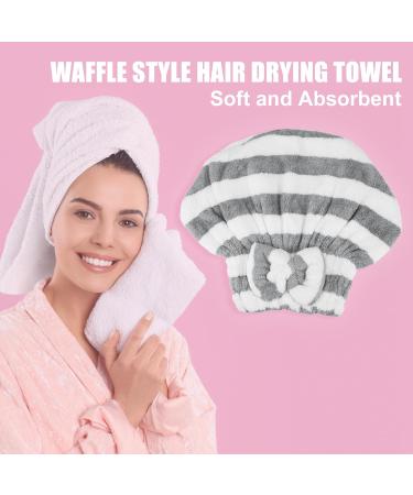 VOCOSTE Coral Fleece Hair Drying Towel Cap | Lightweight Absorbent Hair Drying Solution | Perfect for After Bath Use | Gray & White - Buy Online on GoSupps.com