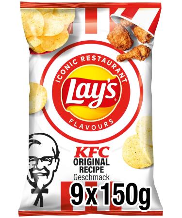 Lay's KFC Kentucky Fried Chicken - Crispy seasoned potato chips for a successful party (9 x 150 g) (packaging design may deviate)