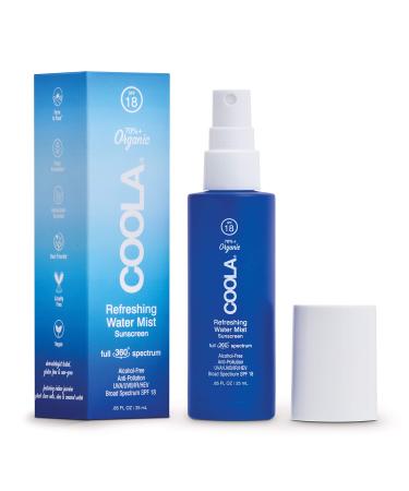 COOLA Organic Refreshing Water Mist Face Moisturizer With SPF 18  Dermatologist Tested Face Sunscreen With Plant-Derived BlueScreen Digital De-Stress Technology 0.85 Fl Oz (Pack of 1)