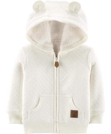 Simple Joys by Carter's Baby Hooded Sweater Jacket with Sherpa Lining Fleece 3-6 Months Oatmeal