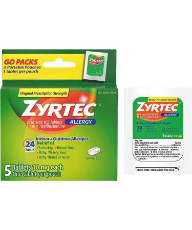 Zyrtec 24-Hour Allergy Relief Tablets 10mg - 5 Count - Buy Online on GoSupps.com