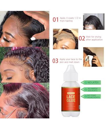 Lace Wig Glue Wig Adhesive Glue 38ml Strong Hold Invisible Bonding Adhesive Hair Glue for Wigs Fast Drying Waterproof No Residue Improved Formula Easy to Apply (Red) - Buy Online on GoSupps.com