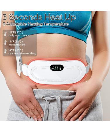Period Heat Belt with Massage - Vibration Heating Pad for Menstrual Relief | 3 Heating Modes (White) - Shop Now! - Buy Online on GoSupps.com