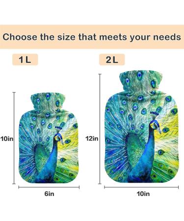 Naanle Watercolor Peacock Hot Water Bottle 1L for Pain Relief & Therapy | Transparent Heat Bottle for Hands & Feet - Buy Online on GoSupps.com