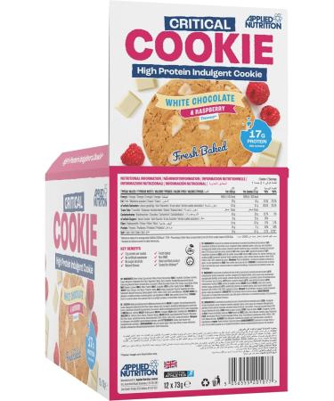 Applied Nutrition Protein Cookies - White Chocolate & Raspberry High Protein Snack (12 Pack x 73g) - Buy Online on GoSupps.com