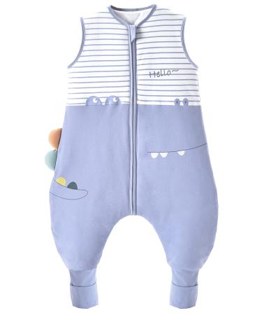 Chilsuessy Winter Baby Sleeping Bag with Feet 2.5 TOG Warm Baby Sleep Sack with Legs 100% Cotton Toddler Wearable Blanket Walker Sleep Sack for Boys and Girls Blue crocodile 70cm/6-18Months Blue Crocodile 70cm/6-18 Months