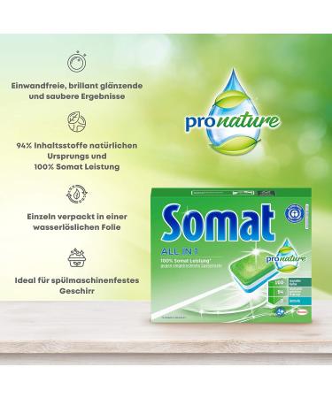 Somat All in 1 Pro Nature Dishwasher Tabs - Eco-Friendly 56 Tabs with Water-Soluble Film for 100% Performance | International Shipping Available - Buy Online on GoSupps.com