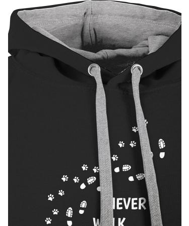 Shirtracer Hoodie for Dog Owners - Unisex Two-Colored Sweater with Paw Prints - Never Walk Alone - Size L Black/Gray Mottled - Buy Online on GoSupps.com