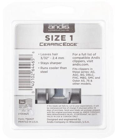 Andis 64465 CeramicEdge Size 1 Clipper Blade - 3/32-Inch Cut Length | Carbon-Infused Detachable Blade - Buy Online on GoSupps.com