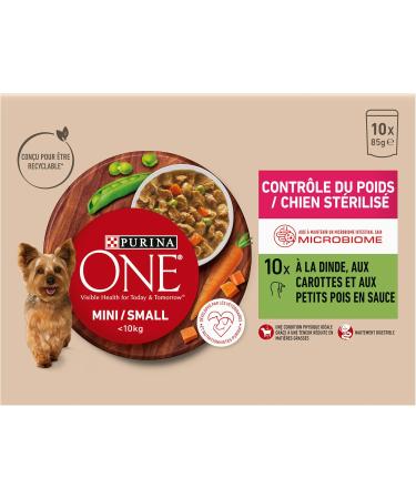 PURINA ONE Mini/Small 10kg Weight Control | Rich in Turkey With Rice | Shredded in Gravy for Small Adult Dogs | 10x85g Meal Sachet - Buy Online on GoSupps.com