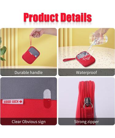Tikplus Travel Pharmacy Bag - Portable Waterproof Mini First Aid Bag for Home & Camping - Emergency Medication Pocket (Red) - Buy Online on GoSupps.com