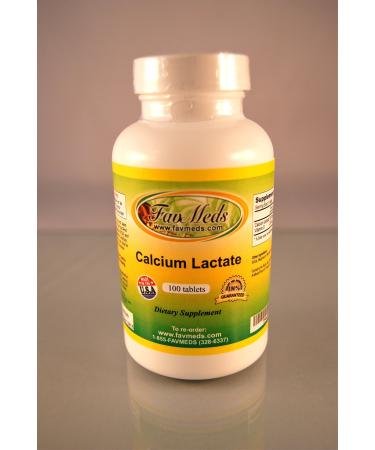 Calcium Lactate 1000mg. Made in USA - 100 Tablets