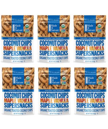 Made in Nature | Organic Toasted Coconut Chips with Maple Vanilla | Vegan Snack | 3 Ounce Bags (6 Count) Maple Vanilla 3 Ounce (Pack of 6)