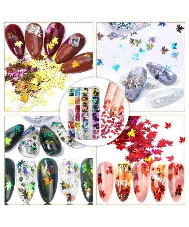 Buy CKFYahp 3D Holographic Maple Leaf Nail Art Glitter Sequins | Autumn Nail Design & DIY Crafts - International Shipping - Buy Online on GoSupps.com