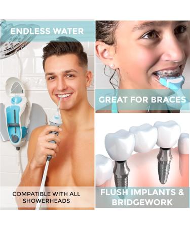 Shower Flosser for 2 Users - ToothShower Water Flosser for Teeth Gums Braces & Implants - No Mess & Aesthetic Design - Buy Online on GoSupps.com