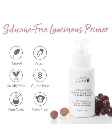 100% PURE Luminous Face Primer - Illuminating Makeup Base & Moisturizer | Anti-Aging Antioxidants | Glowy & Long-Lasting | Pore Diminishing Cosmetics | Flawless Hydration - 1 oz - Buy Online on GoSupps.com