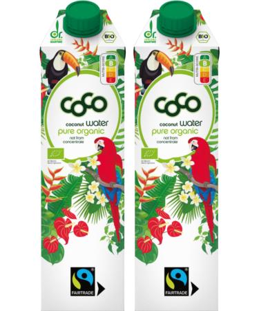 Dr. Antonio Martins - Organic Fairtrade Coconut Water Pure I Naturally Refreshing I No Additives I Vegan I Gluten Free (12x 1000 ml)