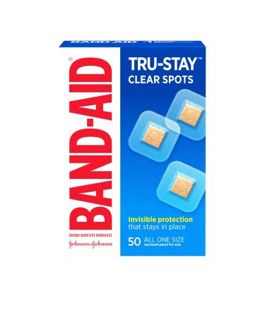 Band-Aid Brand Tru-Stay Clear Spots Discreet First Aid and Wound Care for Minor Cuts and Scrapes, All One Size, 50 Count