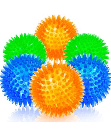Squeaking balls for dogs small rubber balls for dogs 6 pieces bright colors TPR puppy toys dog toys balls with squeaky toys spikes ball dog kit for small dogs set of 6 multi