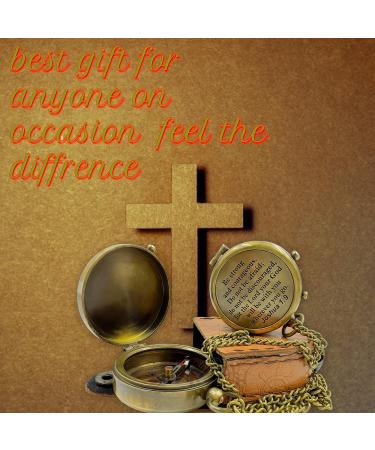 Brass Compass for Religious Gifts - Ideal for Confirmation, Baptism, Easter, Christian Men, Catholic, Birthdays, Teens, Graduation - Be Strong and Courageous - Buy Online on GoSupps.com