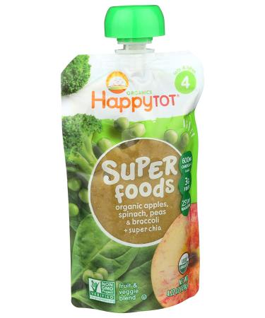 Happy Family Organics Happytot Superfoods Stage 4 - Organic Apples, Spinach, Peas & Broccoli + Super Chia (4.22 oz) - Buy Online on GoSupps.com