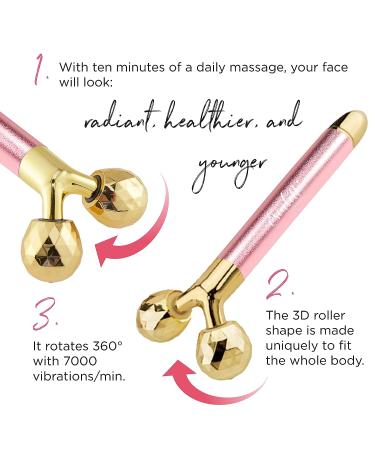 Rose Quartz Face Roller Massager Set for Women - Electric Vibrating Facial Tool for Under-Eyes Press & Body Contouring - Pink Beauty Kit - Buy Online on GoSupps.com