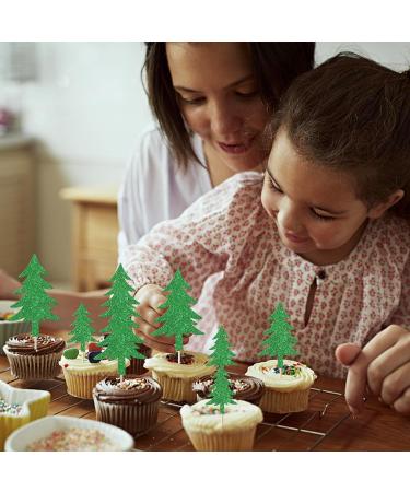 24 Pack Christmas Tree Cupcake Toppers Glitter Christmas Tree Cupcake Picks Merry Christmas Cupcake Decorations New Year Holiday Baby Shower Kids Birthday Party Supplies Green 2 21 - Buy Online on GoSupps.com