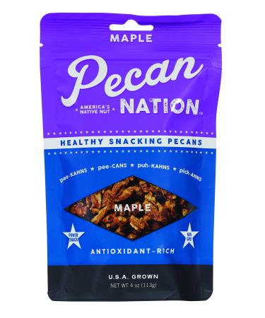 Pecan Nation Maple Flavored Roasted Sweet Pecan Pieces 4 oz., Natural, No preservatives, Antioxidant-Rich, Non-GMO, Healthy Nut Snack for Adults and Kids 4 Ounce (Pack of 1)