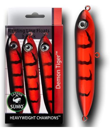 Catfish Rattling Line Float Lure 4 inch (3-Pack Demon Tiger) - Santee Rig Fishing Essential - Buy Online on GoSupps.com