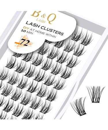Eyelashes 72 PCs B & Q eyelashes DIY individual eyelashes for beginners reusable eyelashes Wispy fluffy single eyelashes for eyelash extensions at home (B03 D-8-16MixM) D-8-16 MIX B 03