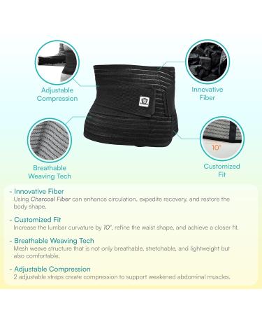 Vital Salveo Postpartum Belly Band | C-Section Recovery Wrap | Slim & Smooth Abdominal Support | S/M Black - Buy Online on GoSupps.com