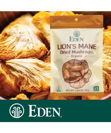 Eden Lion's Mane Dried Organic Mushroom Hericium erinaceus 0.88 oz (25g) - Buy Online on GoSupps.com
