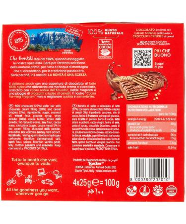  Loacker Loacker Choco & Cereals Wafer Bar and Milk Chocolate with Chocolate Cream 4 x 25g - Buy Online on GoSupps.com